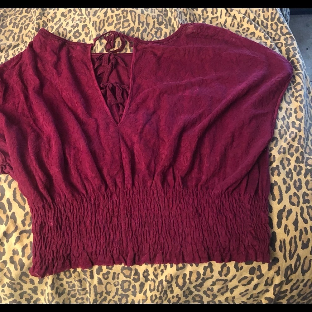Free People size medium dark pink top with open back runs large NWT - Picture 3 of 12
